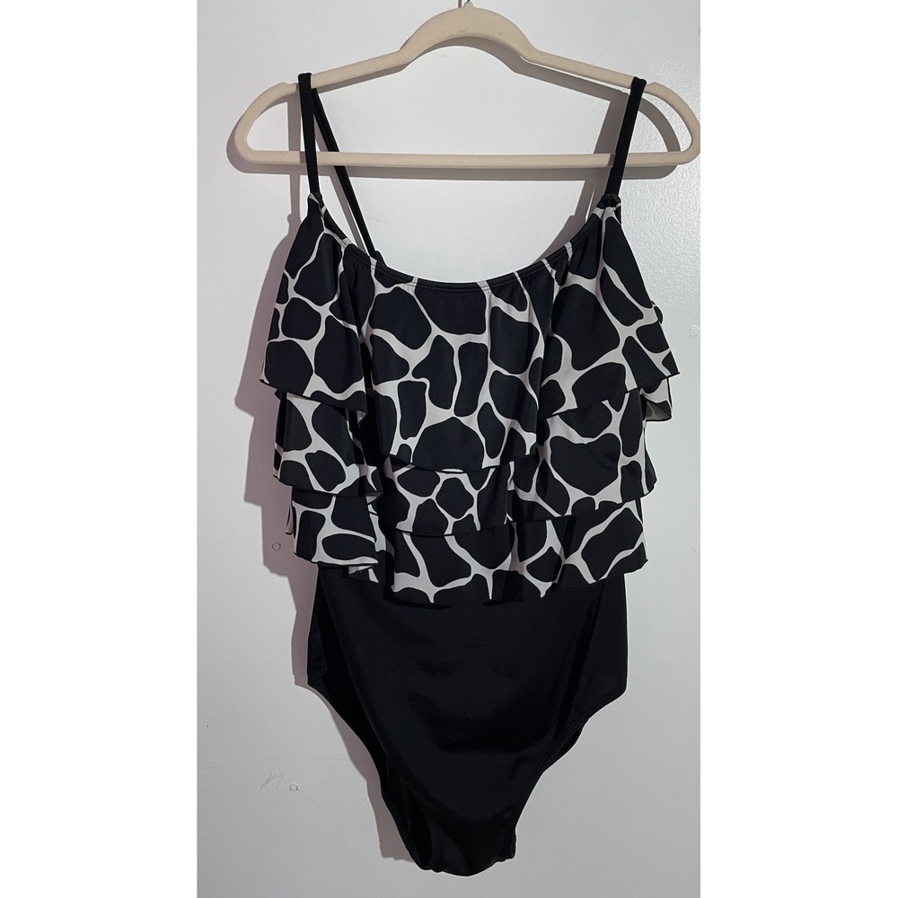 Longitude One Piece Swimsuit 20W Cow Ruffle Beach Resort Cruise Slimming Tanning